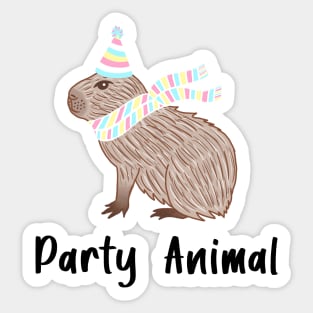 Party Animal Birthday Capybara Black Text Sticker